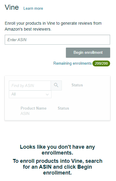 Amazon Vine enrolment