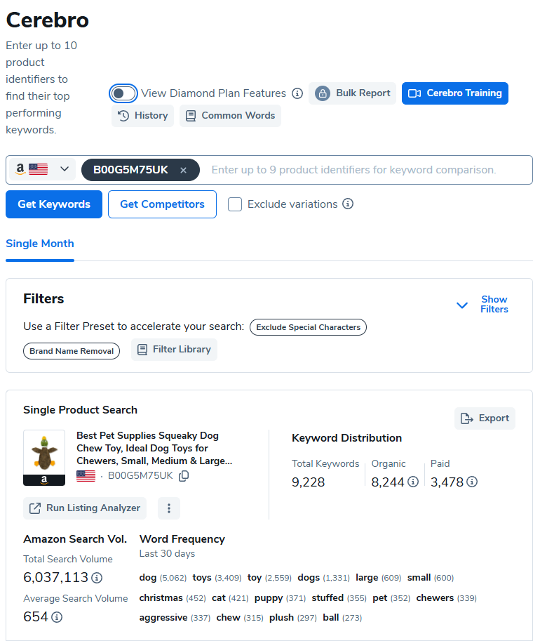 helium10 cerebro reverse asin research