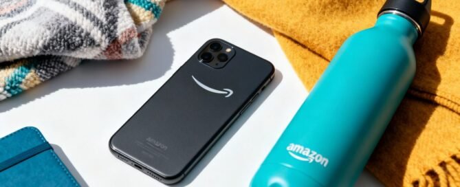 Popular Amazon items: smartphone, blanket, water bottle.