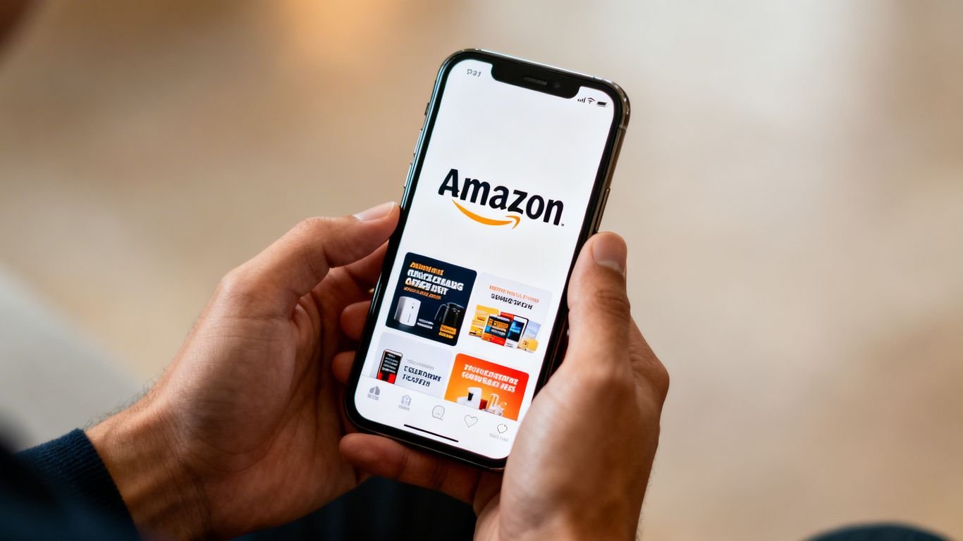 Amazon Ads campaign setup on a smartphone screen.