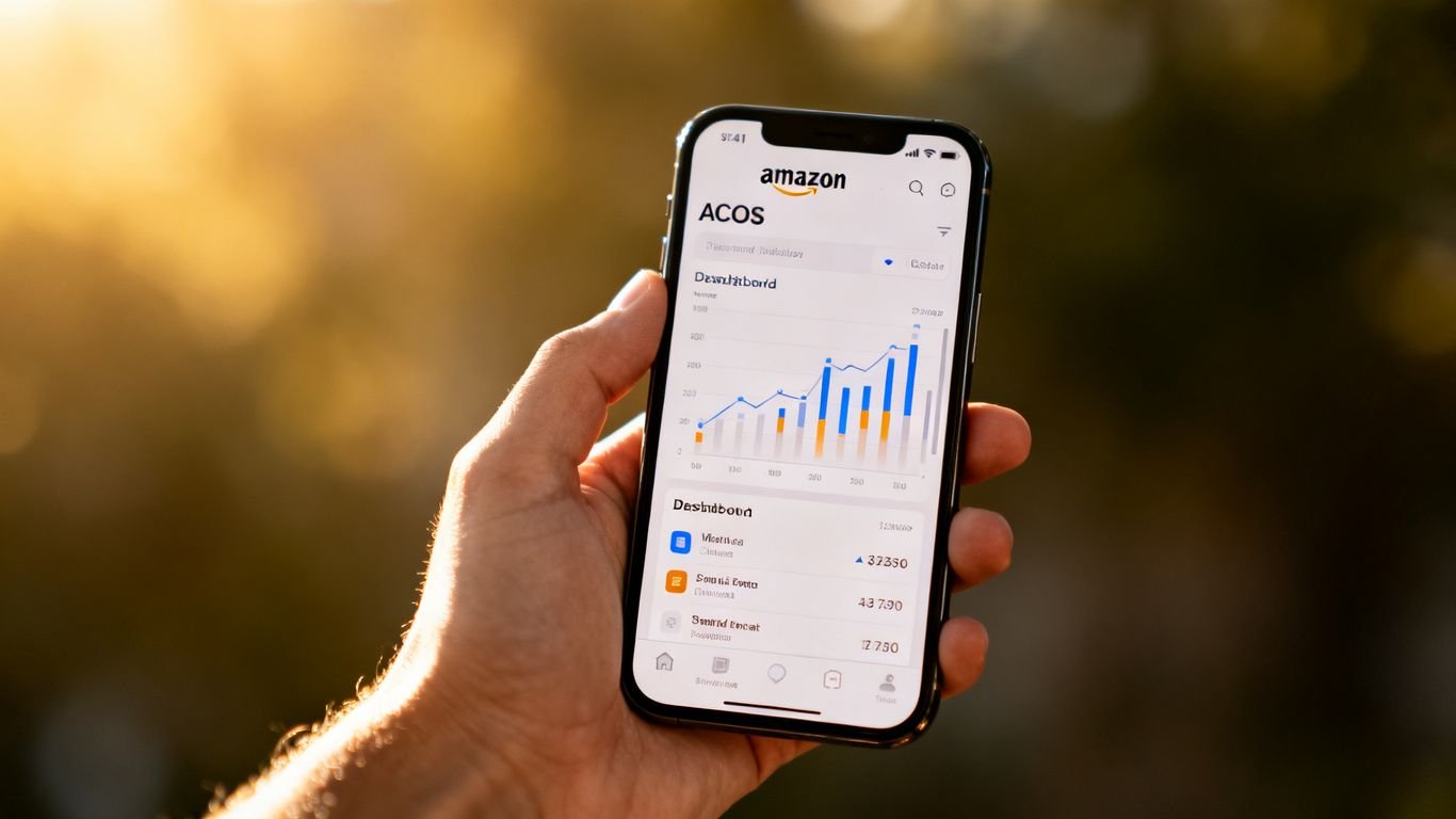 Amazon ACOS dashboard on a smartphone screen.