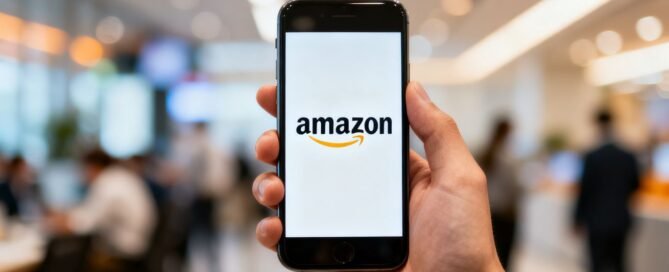Amazon logo on a smartphone screen
