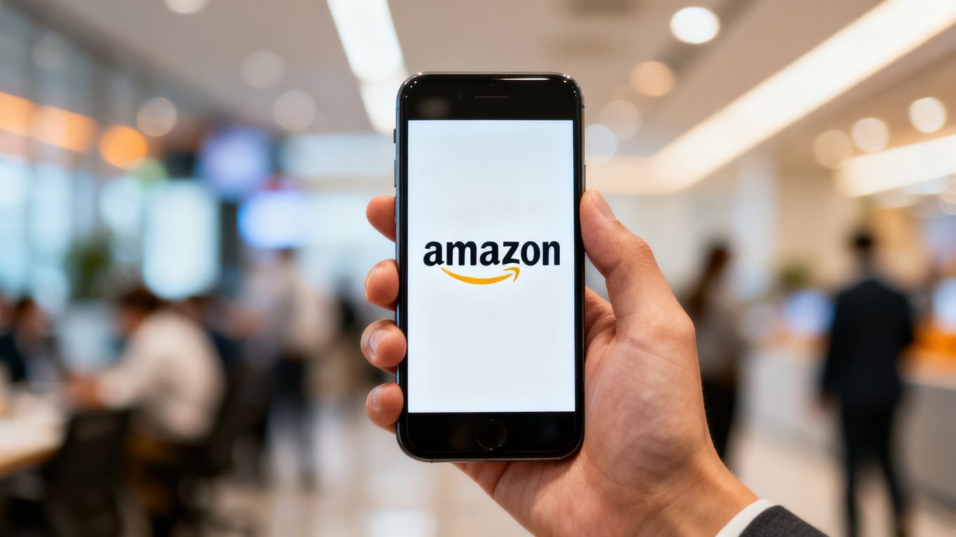 Amazon logo on a smartphone screen