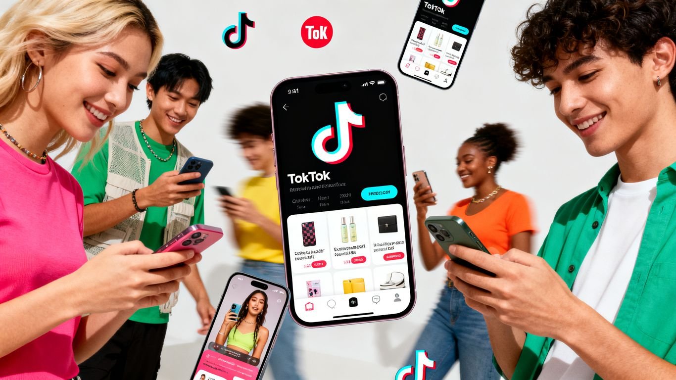 TikTok Shop ads and top brands integration visual.
